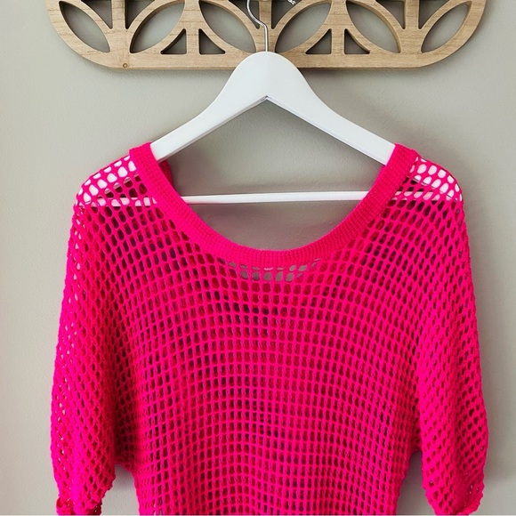 dELiA*s Open Knit Pullover Top Pink Sz XS - Picture 6 of 7